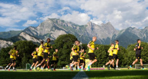 Les joueurs à l'entraînement